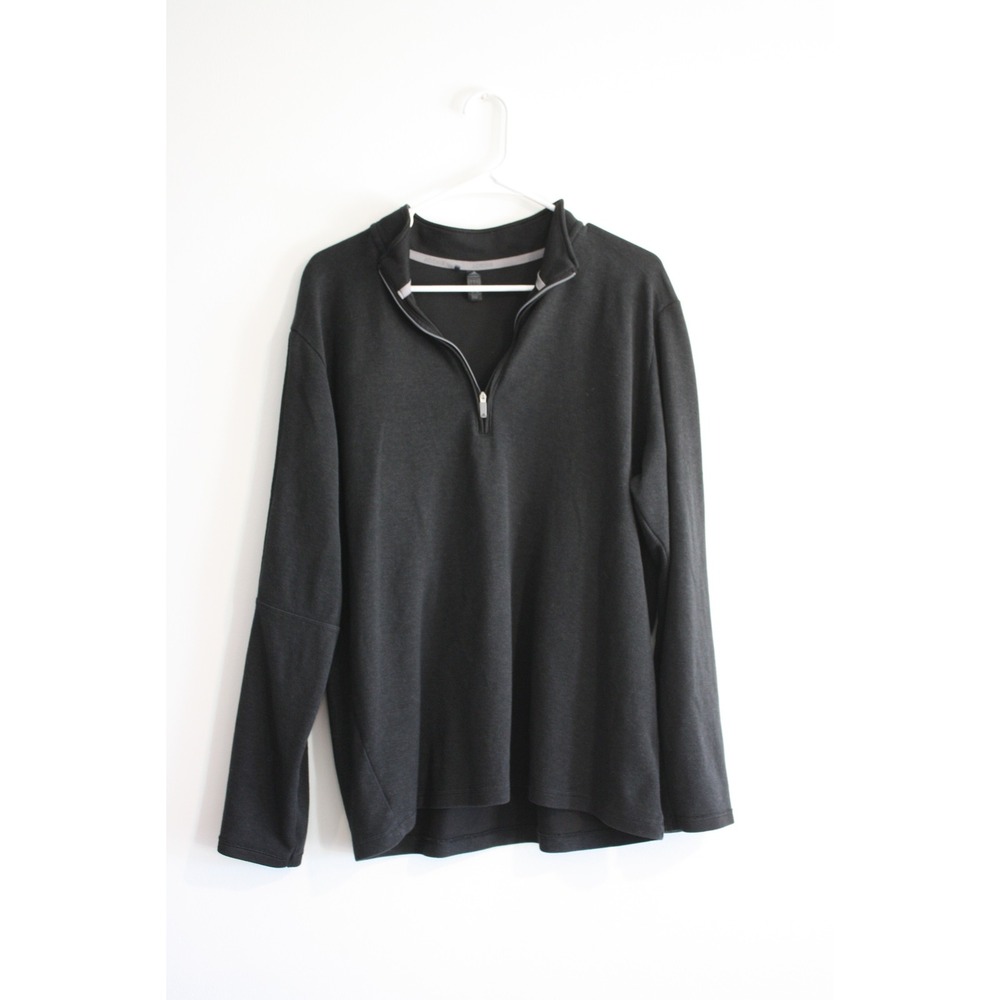 Adidas Quarter-Zip Pullover Mens Large Black Lightweight Performance sweater top